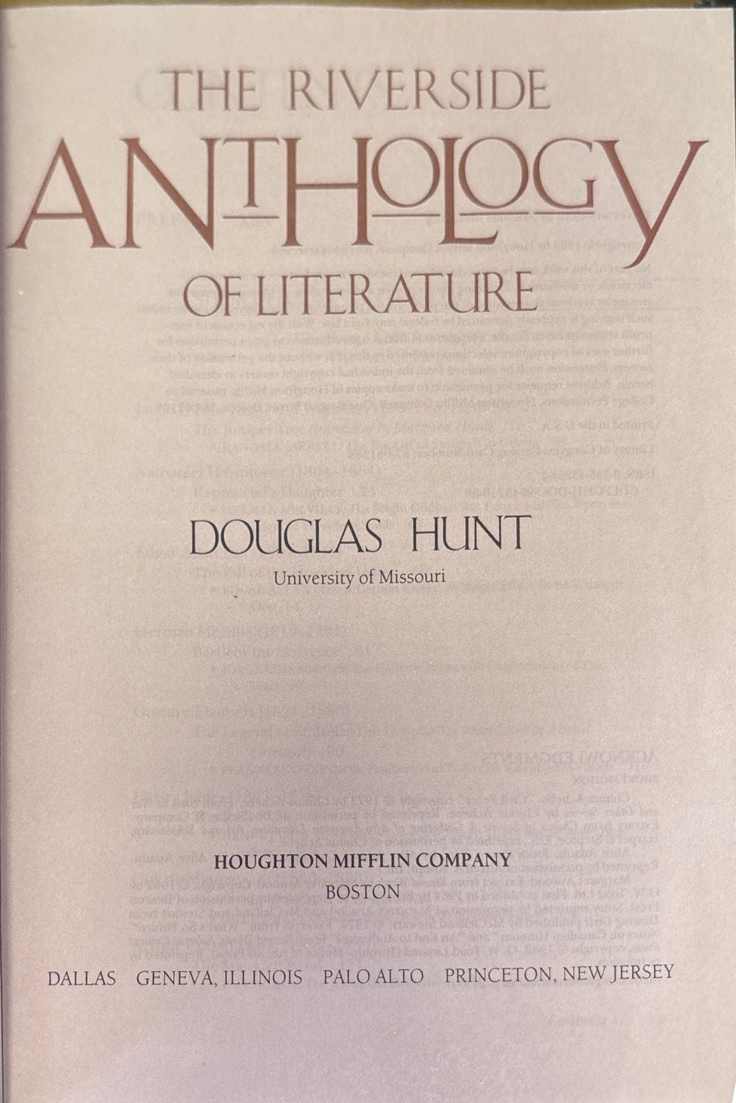 The riverside anthology of literature