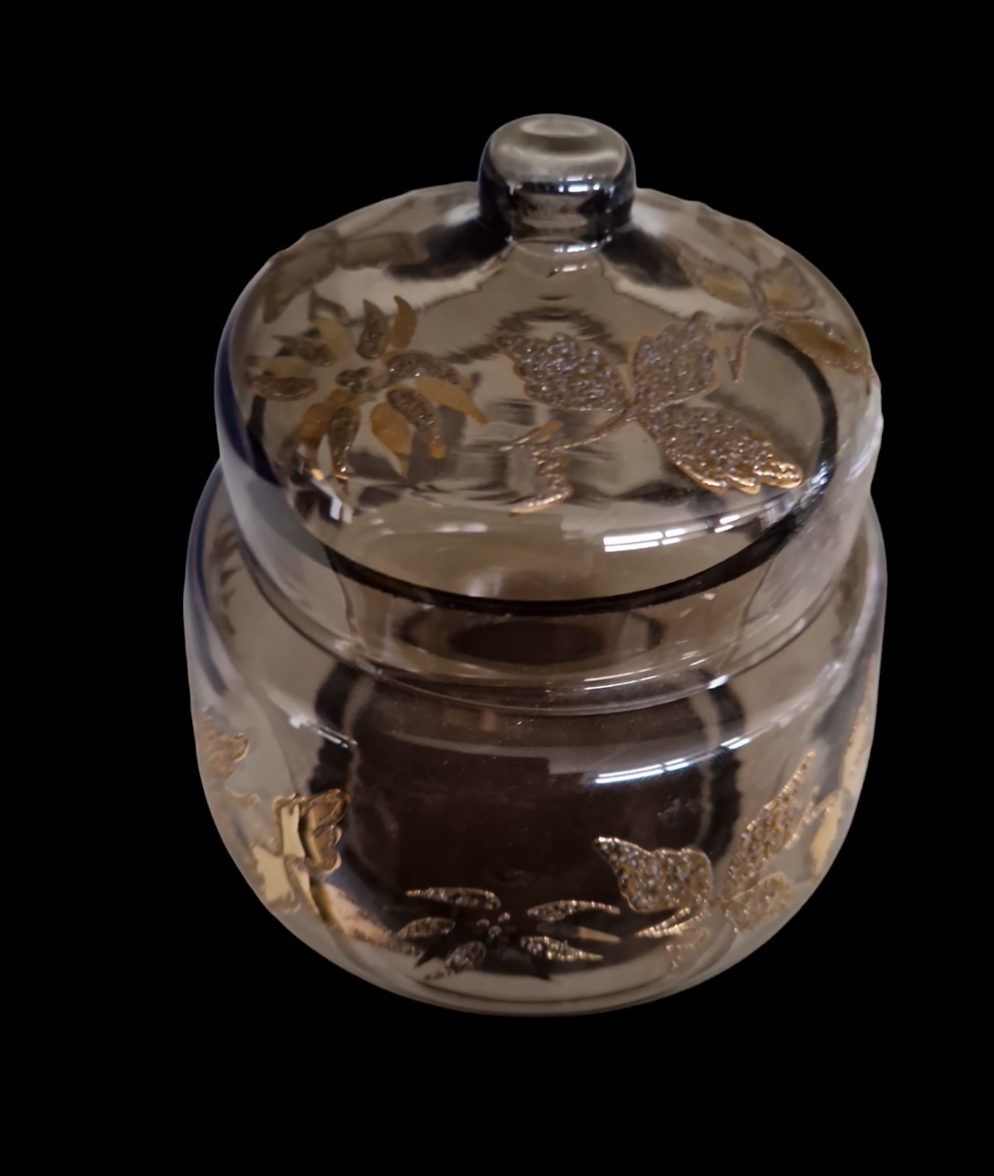 Стъклена бобониера с позлата