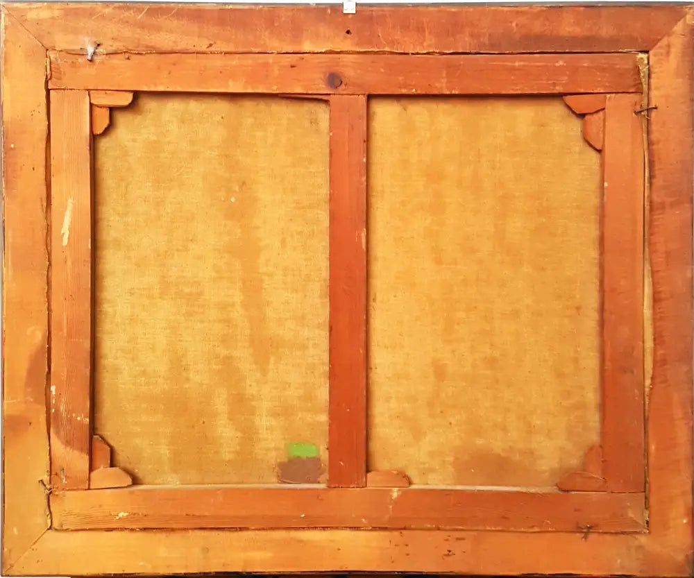 Есенен пейзаж с къщи и езеро- масло от неизвестен автор (1118)
