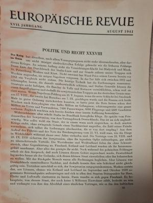 Europäische Revue. Heft 8 / August 1941 (1144)