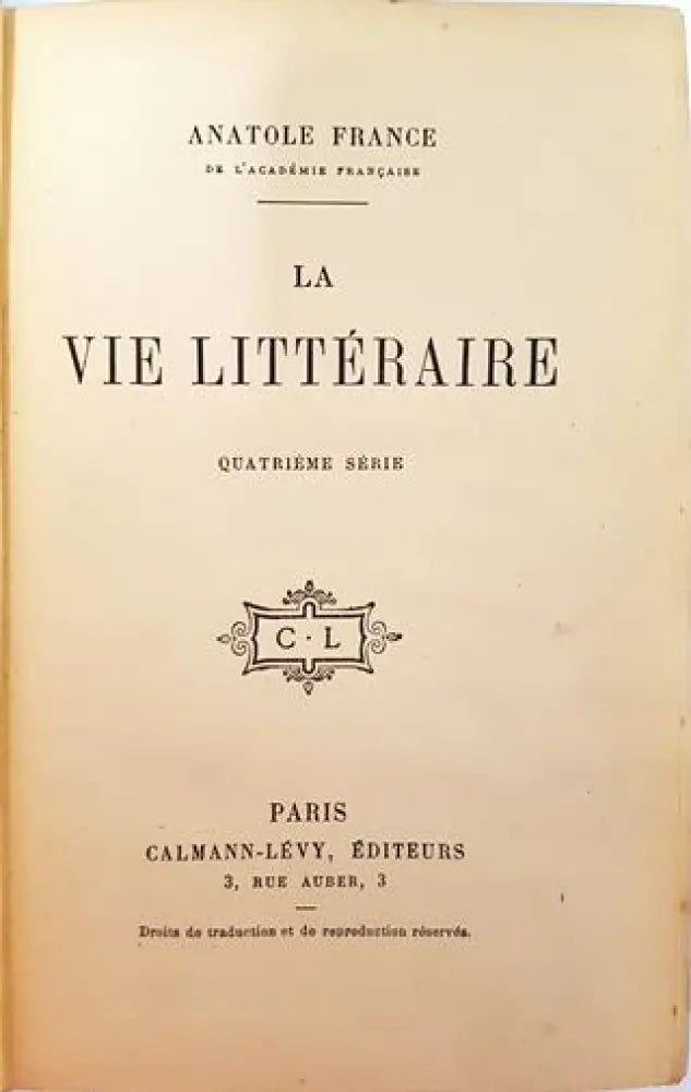 La Vie Littéraire. Quatrième Série – Anatole France (1005)