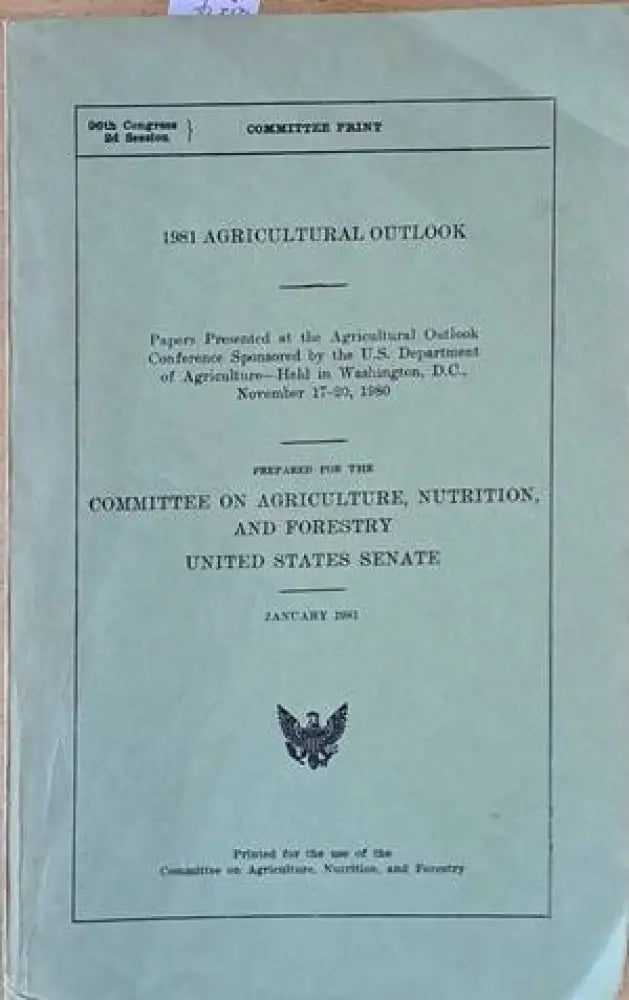 1981 Agricultural Outlook - Книги