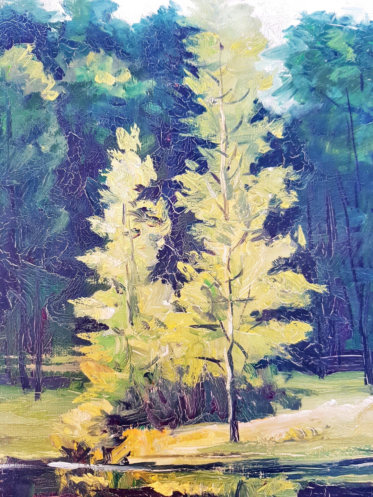Пролетен горски пейзаж- масло, от неизвестен автор (1100)