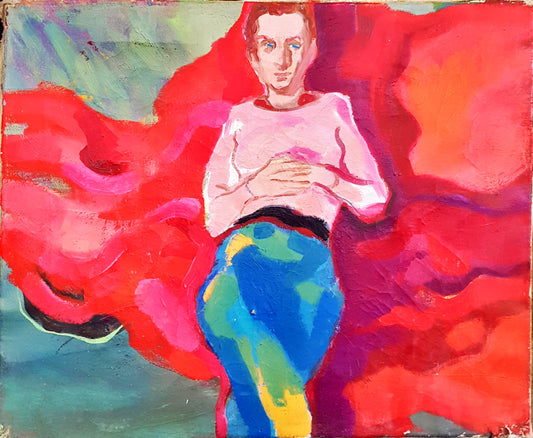 Експресивен портрет на жена полуфигура - масло (1286)