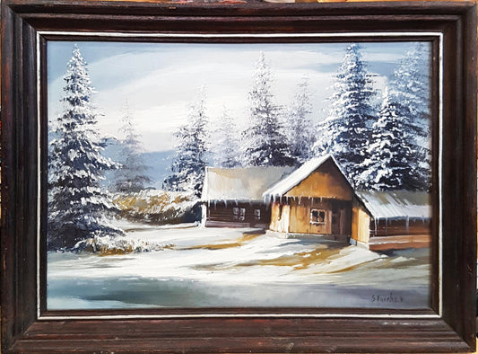 Зимен пейзаж с хижа (1296)