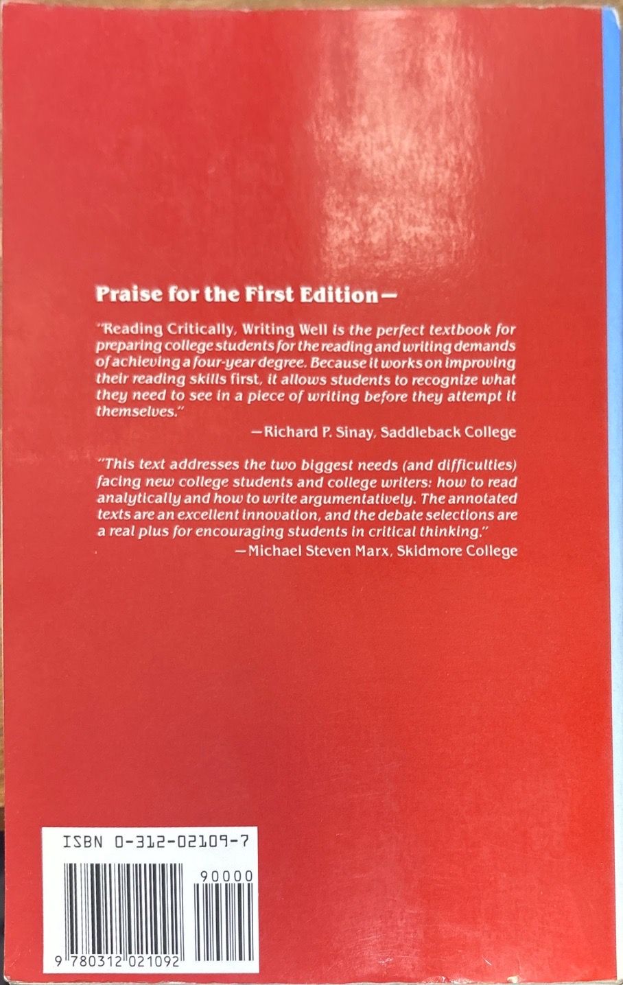 Reading critically, writing well: A reader and guide