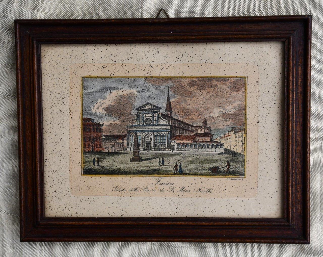Сет от две ръчно оцветени гравюри "Флоренция"
