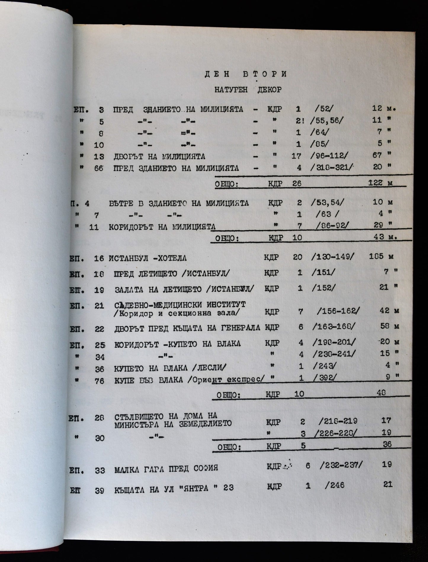 Режисьорска книга - "На всеки километър"