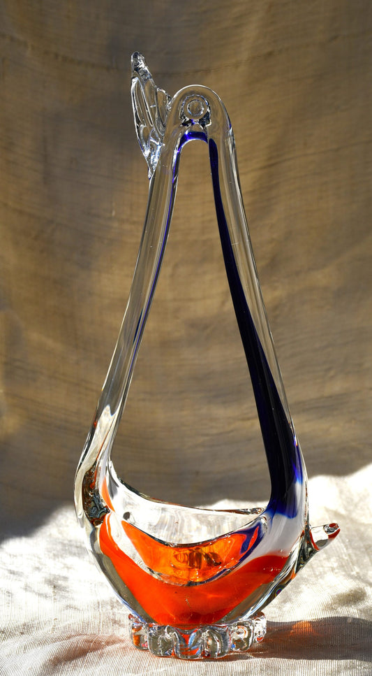 Стъклена скулптура "Пингвин" - винтидж