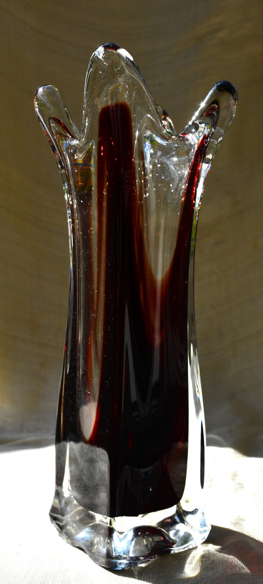 Винтидж ваза ръчно стъкло - Lux Glass, Austria