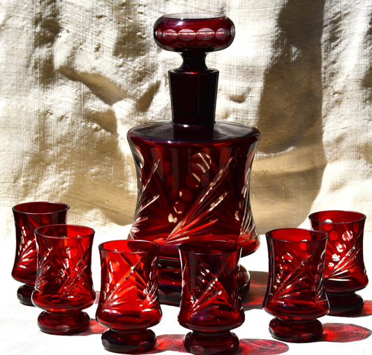 Винтидж сервиз двуслоен кристал