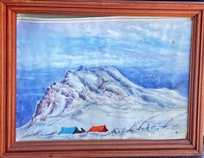 Картина акварел, хартия в рамка