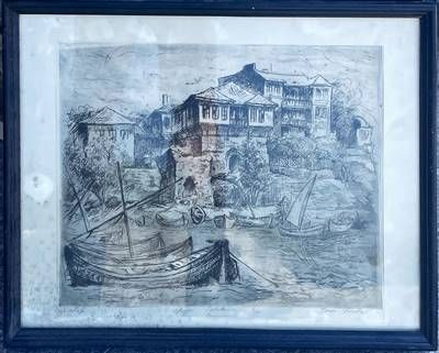 Картина акварел, хартия в рамка