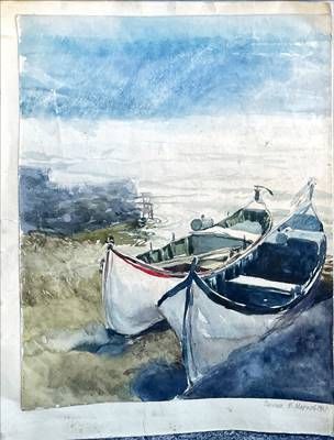 Картина акварел, хартия в рамка