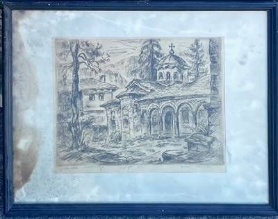 Картина акварел, хартия в рамка