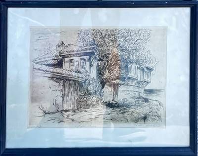 Картина акварел, хартия в рамка