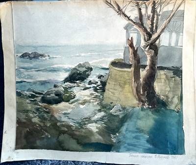 Картина акварел, хартия в рамка