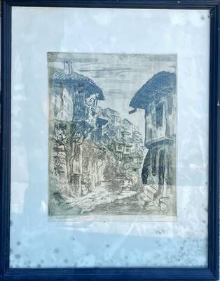 Картина акварел, хартия в рамка