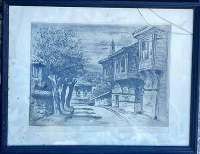 Картина акварел, хартия в рамка