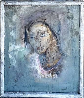 Картина масло, дърво в рамка