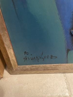 Картина масло, картон с рамка