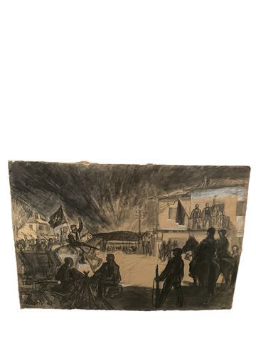 молив, картон в рамка