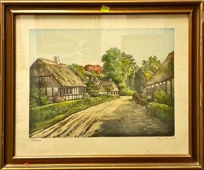 картина акварел, картон в рамка