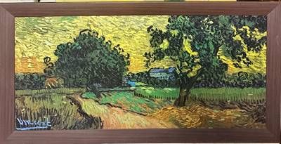 картина акварел, картон в рамка