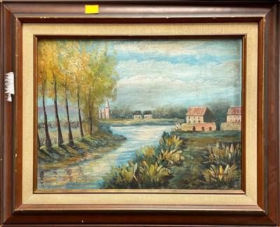 картина акварел, картон в рамка