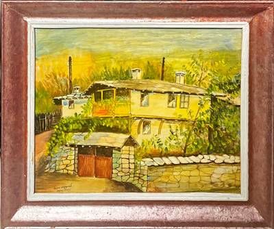 картина акварел, картон в рамка