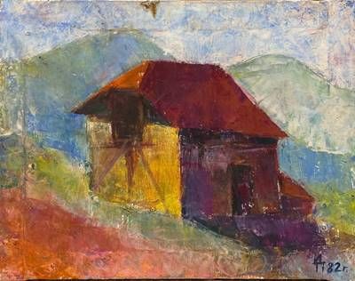 Картина графика върху картон с рамка и стъкло