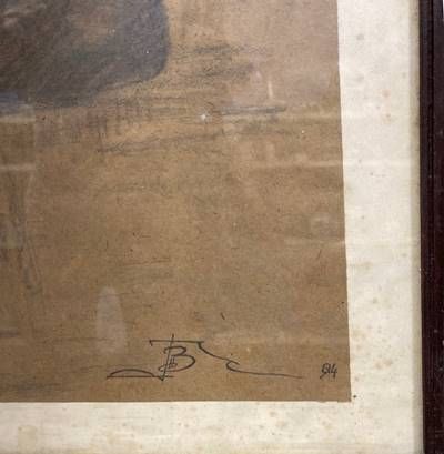 Картина графика върху картон с рамка и стъкло