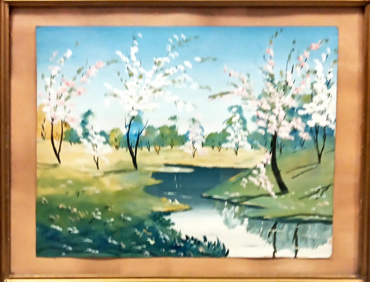 Картина масло върху хартия с рамка и стъкло