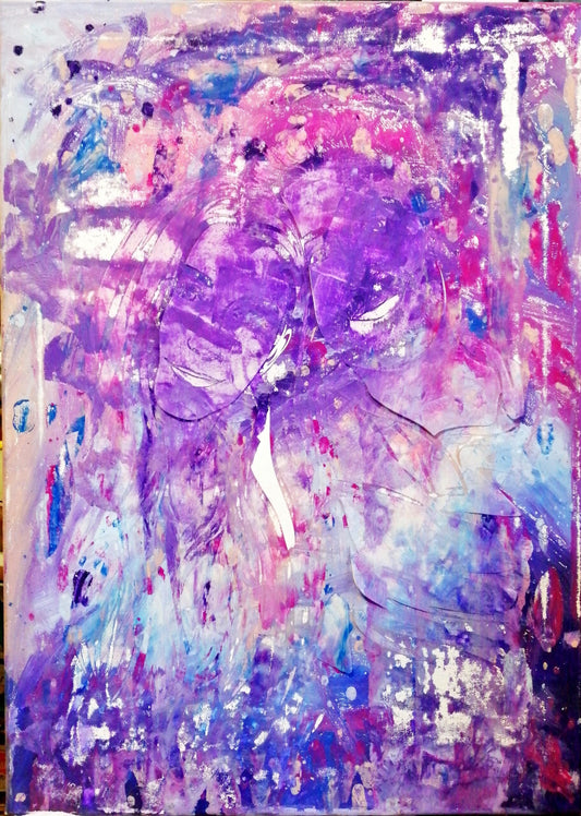 Картина върху платно без  рамка, масло, апрликация