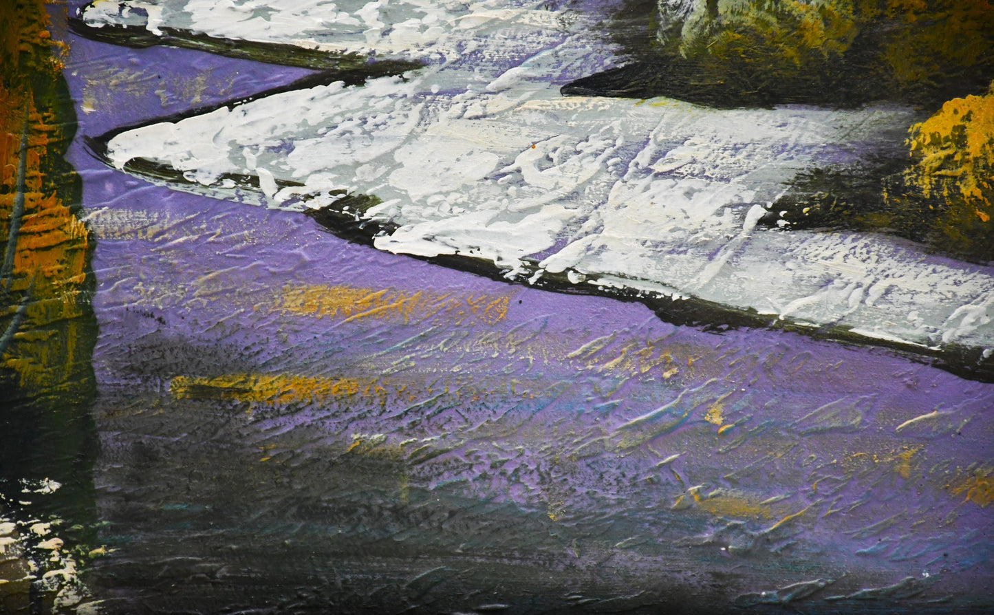 Българска школа (70те) - "Пейзаж с река", маслени бои върху платно