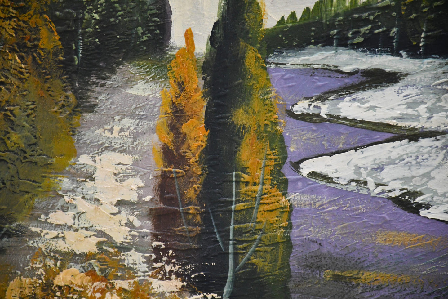 Българска школа (70те) - "Пейзаж с река", маслени бои върху платно