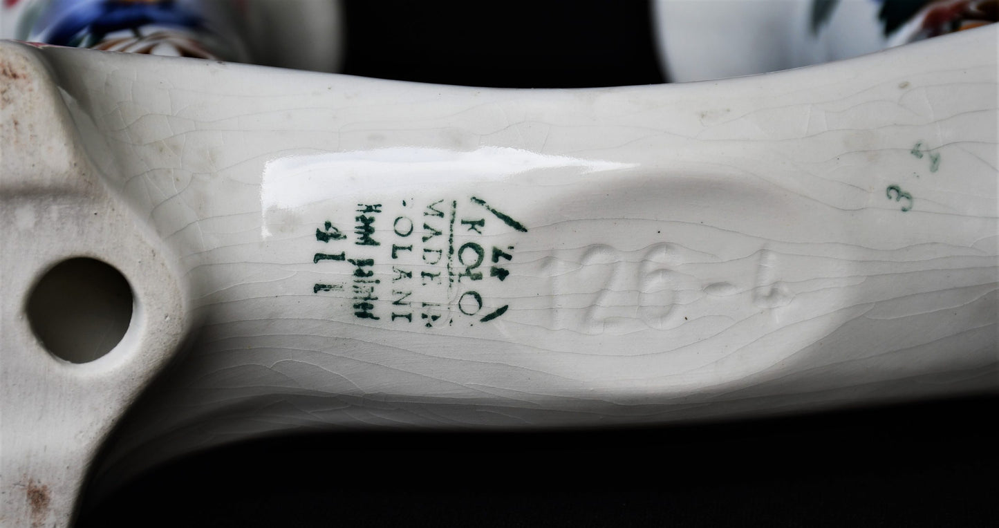 Двоен винтидж свещник - ръчно рисуван