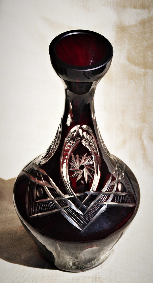 Винтидж ваза двуслоен кристал