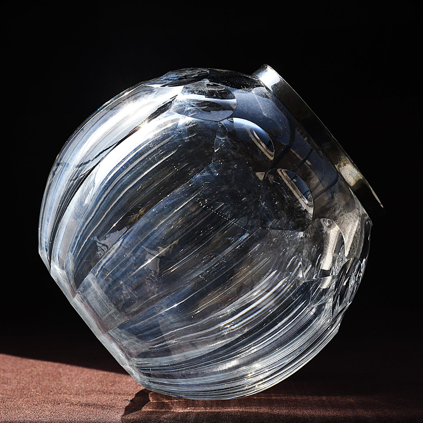 Кристална ваза оп-арт с гърло от сребро 925 - Wilhelm Binder, Западна Германия, 1955-1965