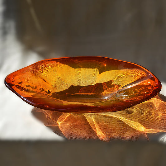 Купа/Фруктиера, Mid-Century Modern, арт стъкло, България, 1970-те