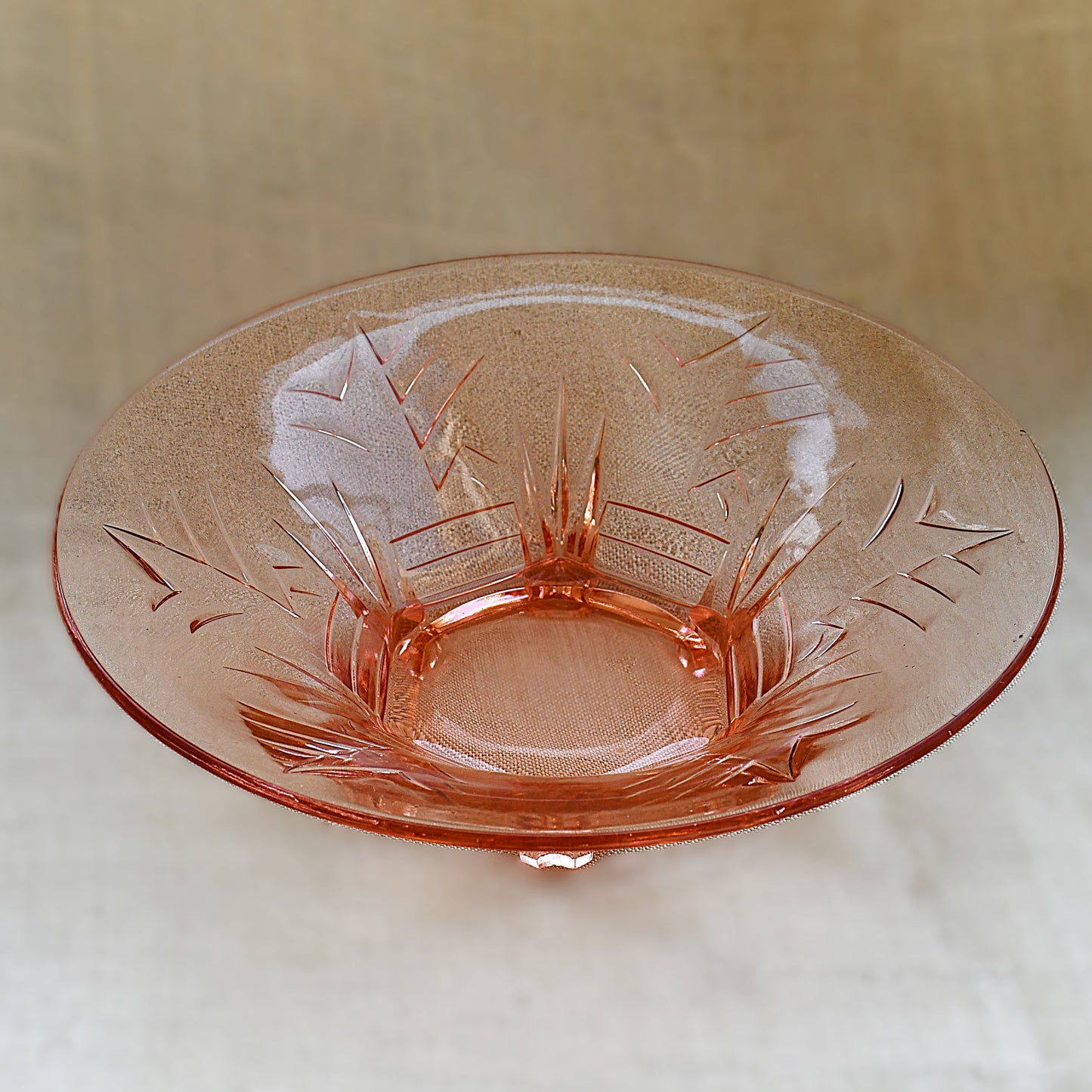 Фруктиера пресовано стъкло розалин, Art Deco, Ankerglas Bernsdorf, Германия, 1930-те