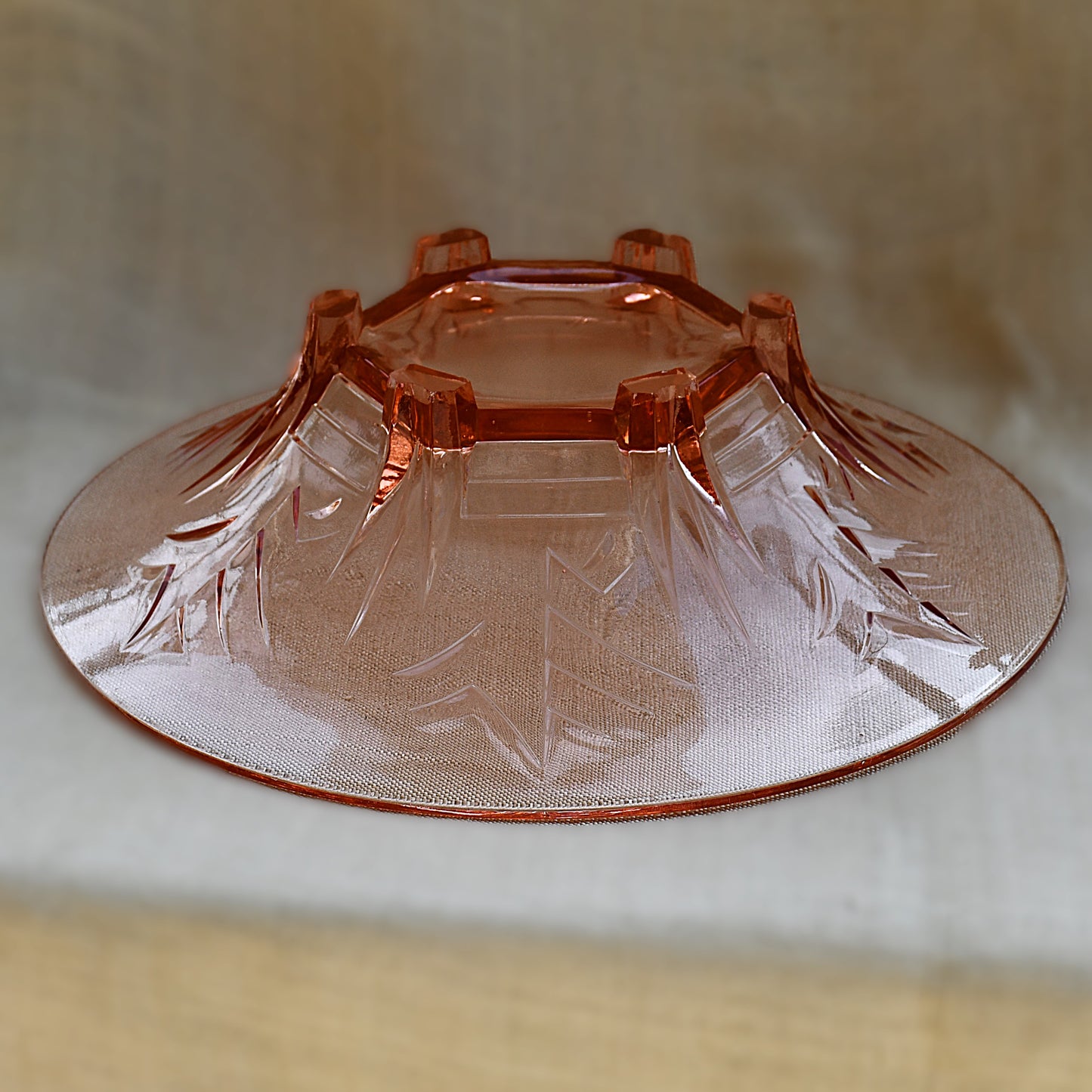 Фруктиера пресовано стъкло розалин, Art Deco, Ankerglas Bernsdorf, Германия, 1930-те