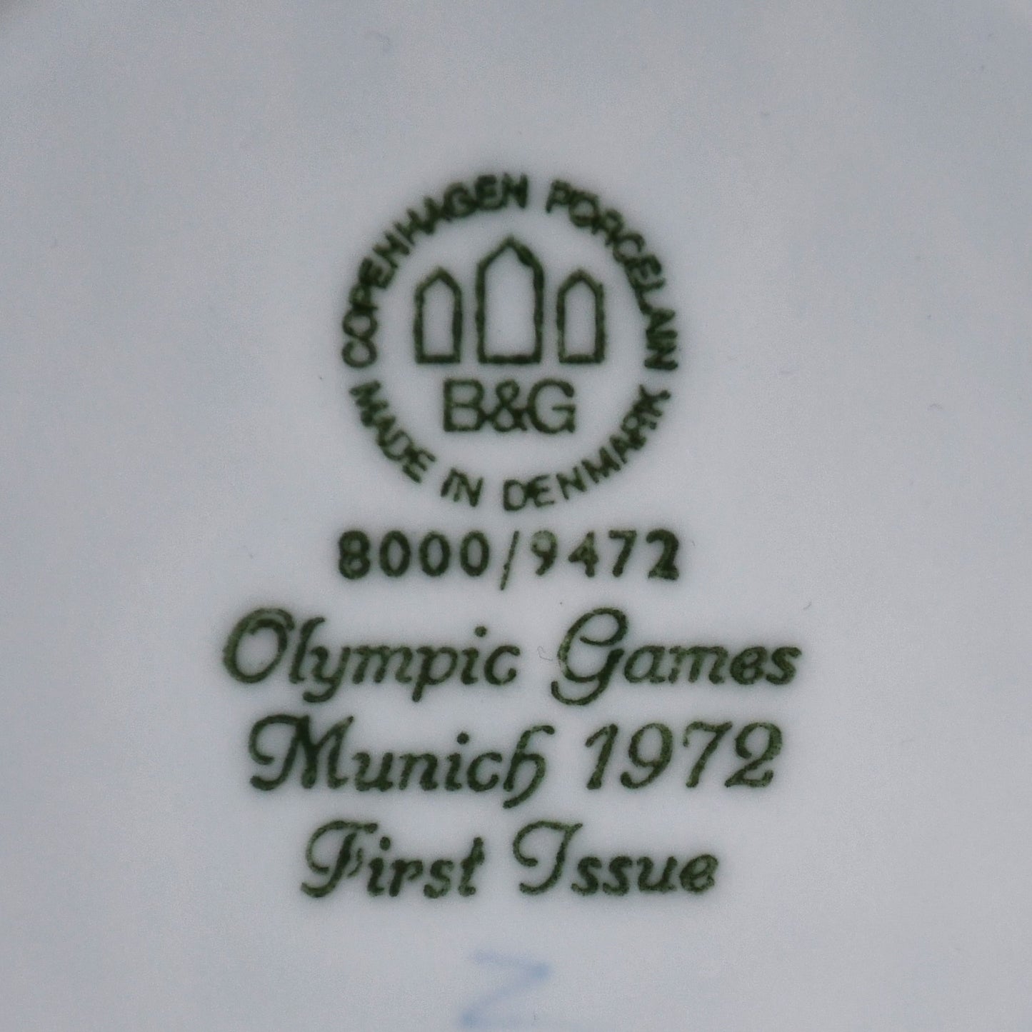 Порцеланова чиния B&G Olympic Games Munich 1972 - маркировка