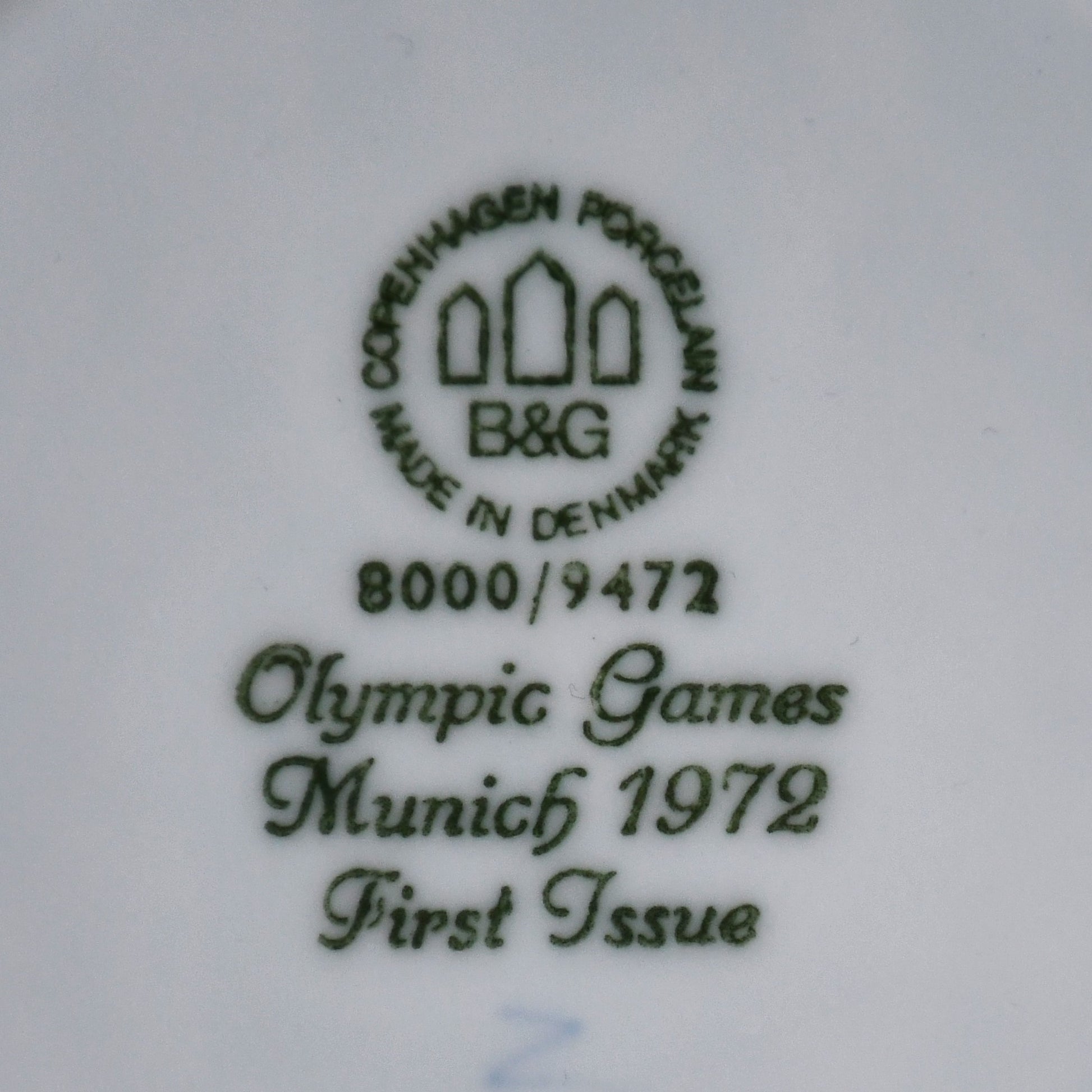 Порцеланова чиния B&G Olympic Games Munich 1972 - маркировка