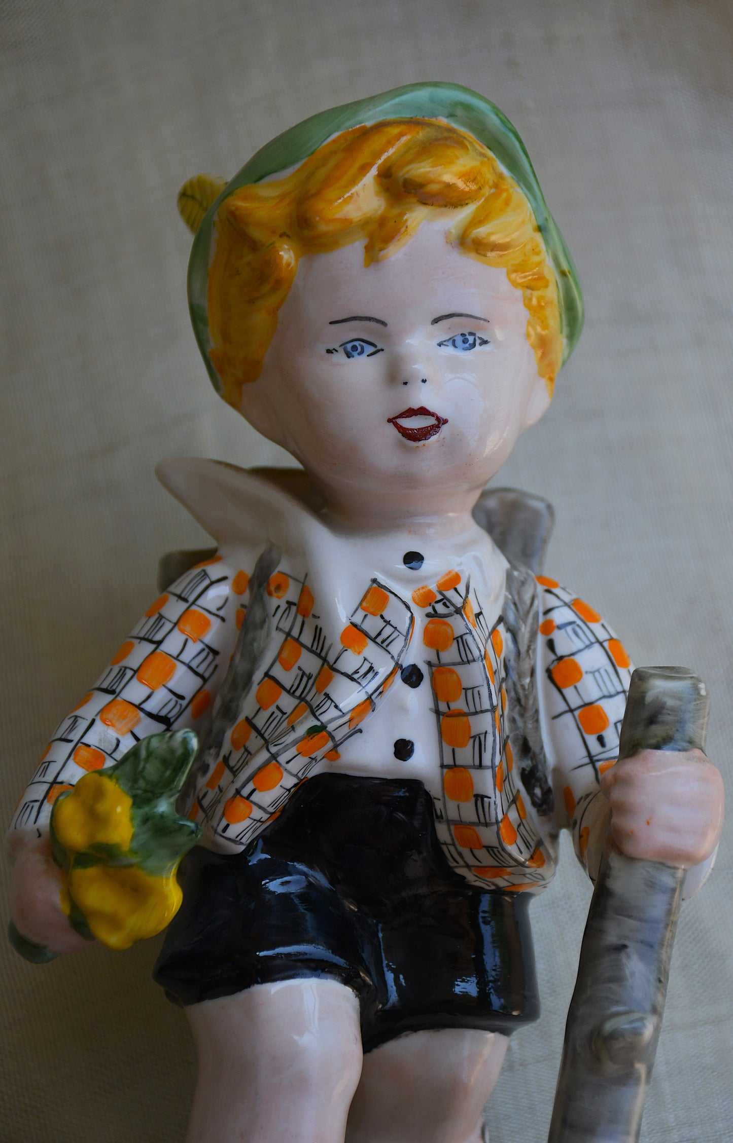 Порцеланова фигурка — Момче турист, Occupied Japan, 24 см