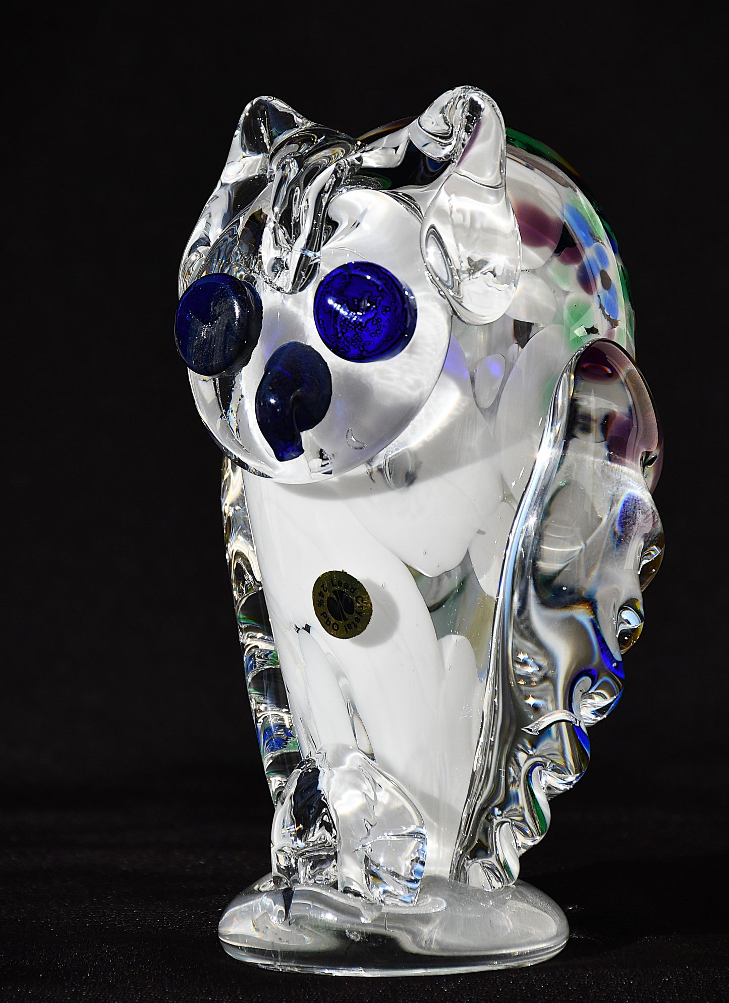 Стъклена скулптура "Бухал", Mid-Century Modern, 1970-те