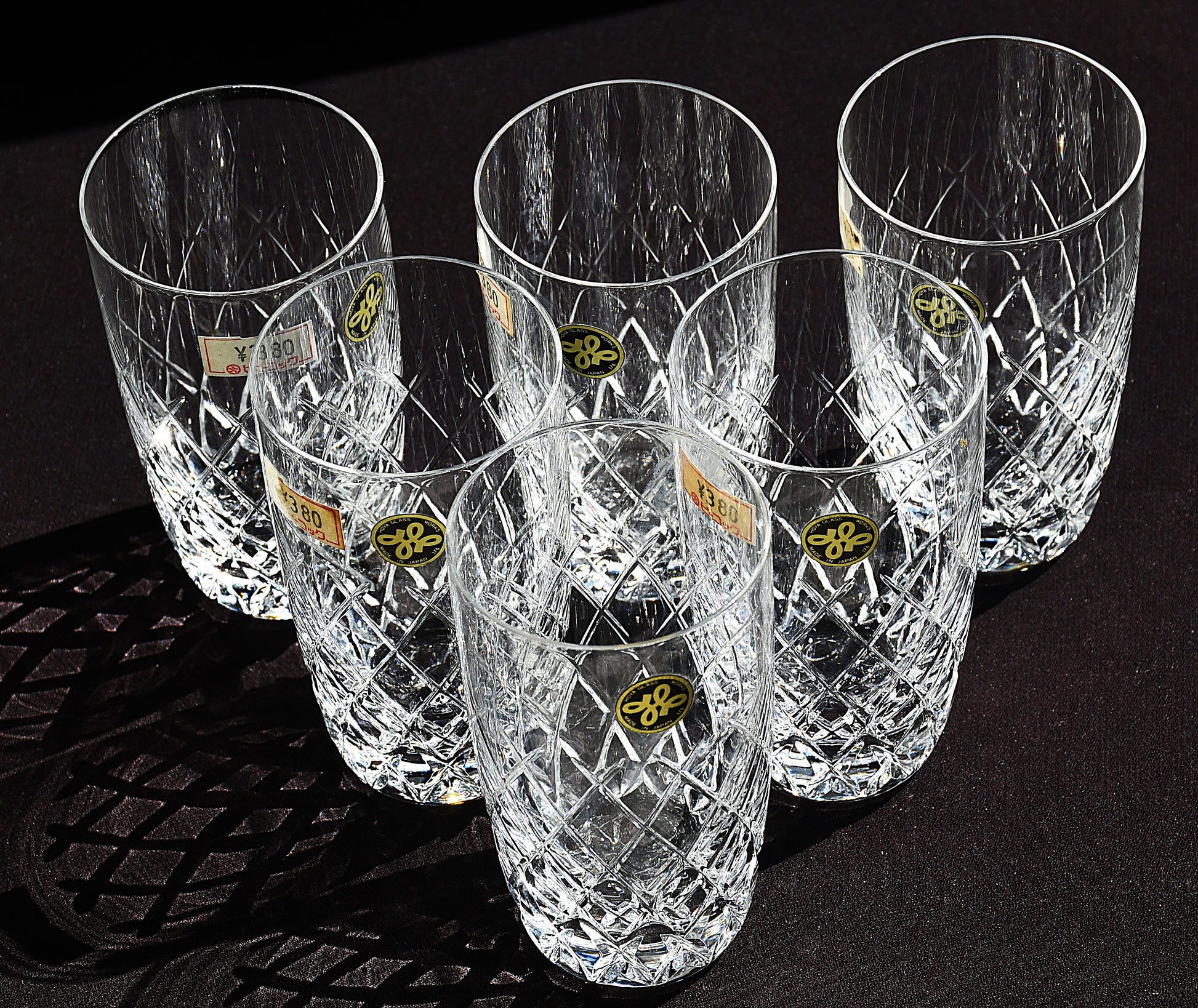 Комплект 6 кристални чаши Hoya Glass Works - изглед отстрани