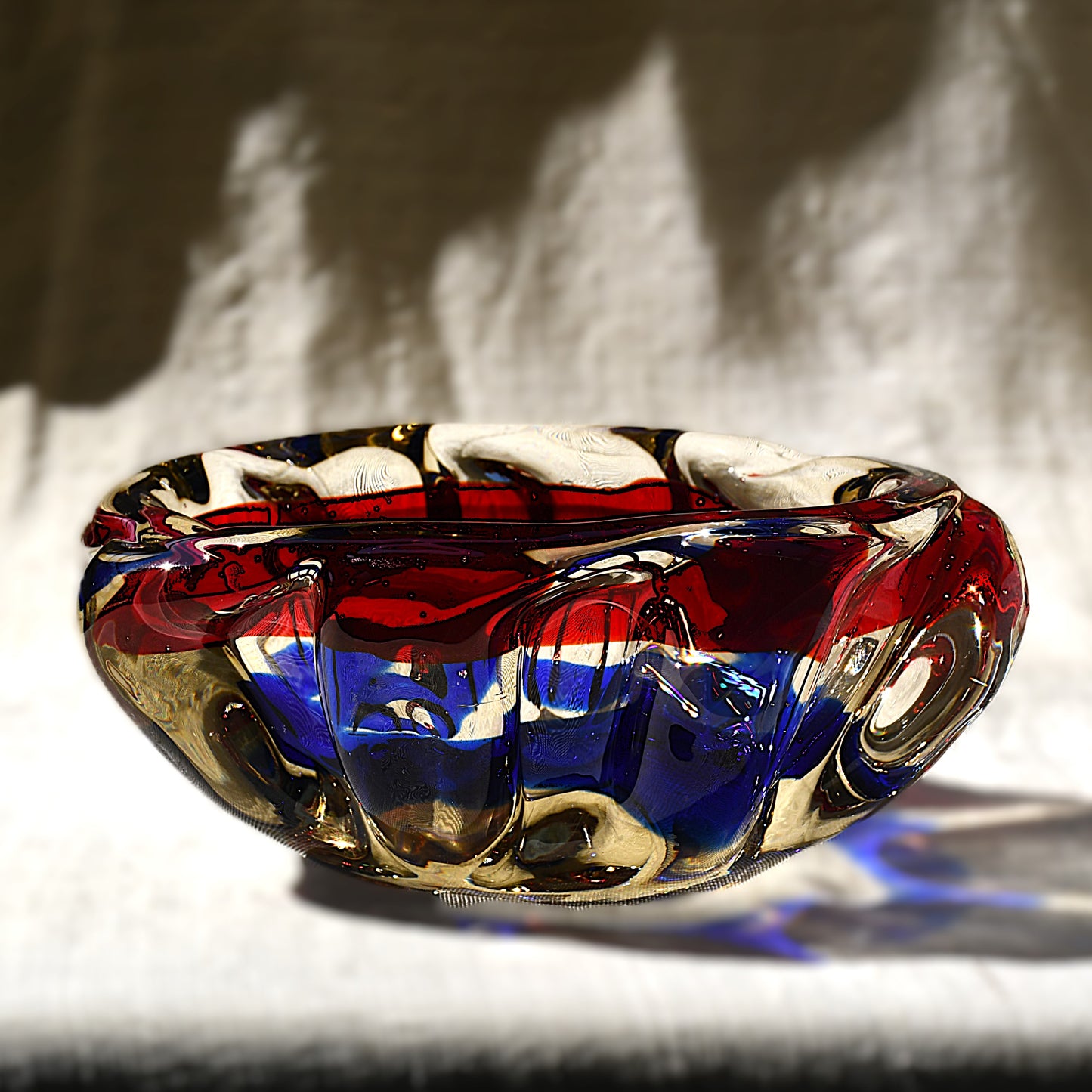 Пепелник/Купа, цветно стъкло, Mid-Century Modern, България, 1960-те