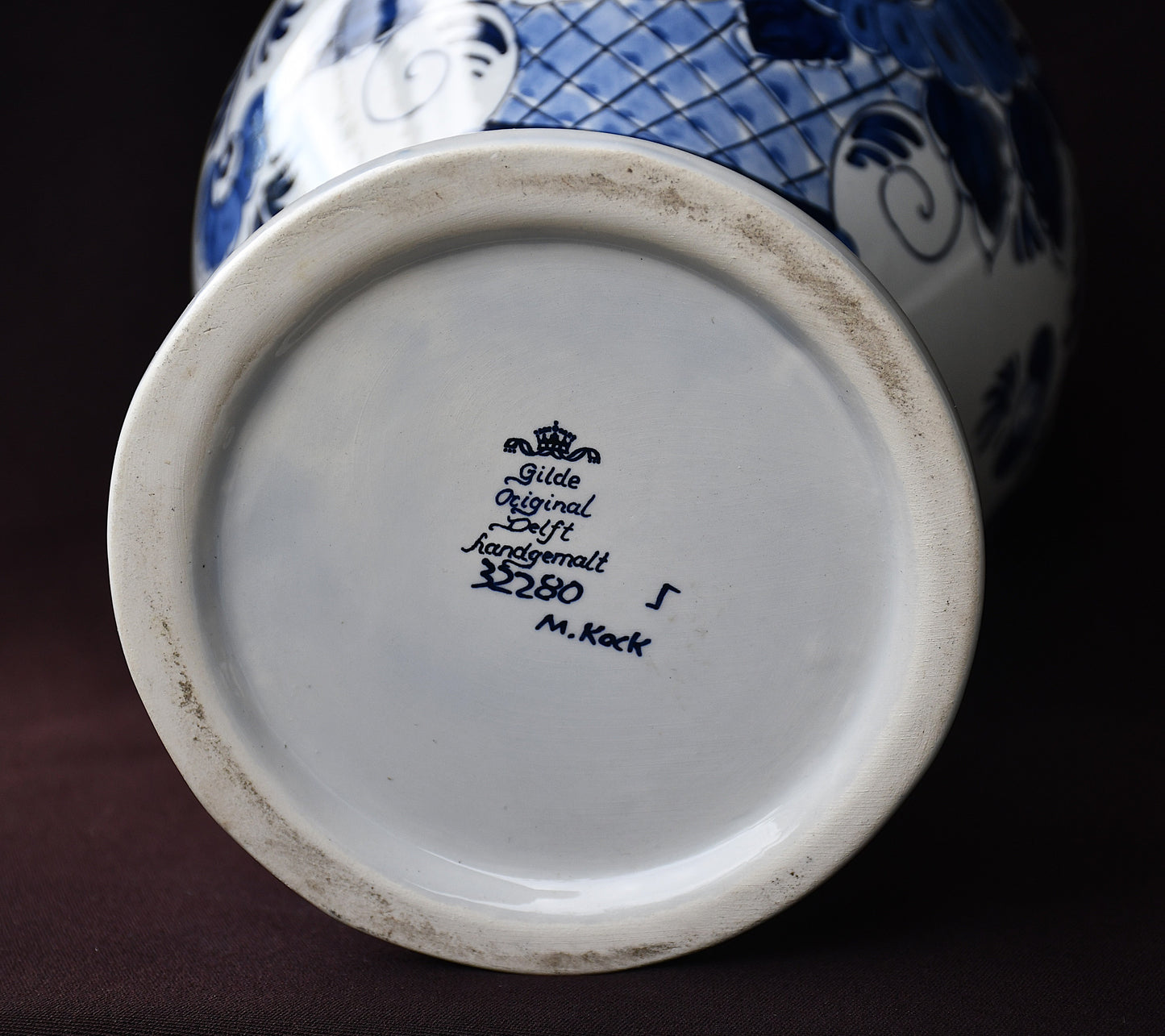 Gilde Delft - маркировка дъно: Gilde Original Delft handgemalt 32280 M. Kock