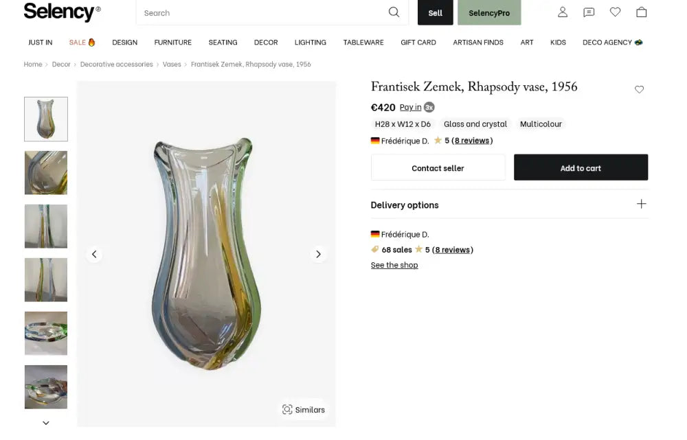 Авторска ваза на Франтишек Земек - antique